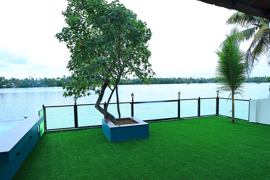 The lakeside lawn, looking across the lake